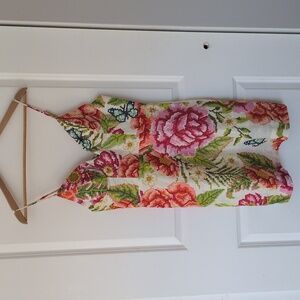 Farm Rio Vintage Floral Linen Mini Dress Size Medium